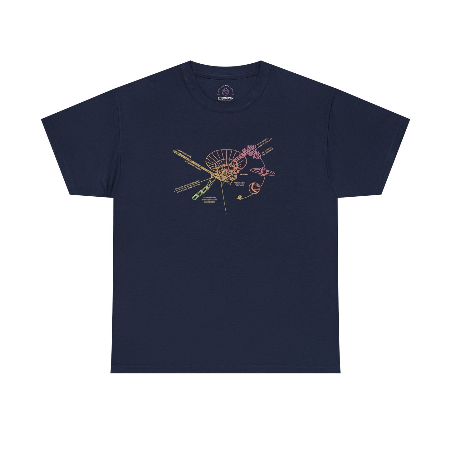 Voyager Grand Tour Shirt | Unisex Heavy Cotton Tee | 1977 Space Probe Design | Fun Gift for Science, NASA, STEM and Sci-Fi Fans