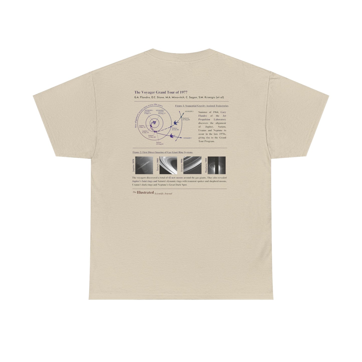 Voyager Grand Tour Shirt | Unisex Heavy Cotton Tee | 1977 Space Probe Design | Fun Gift for Science, NASA, STEM and Sci-Fi Fans