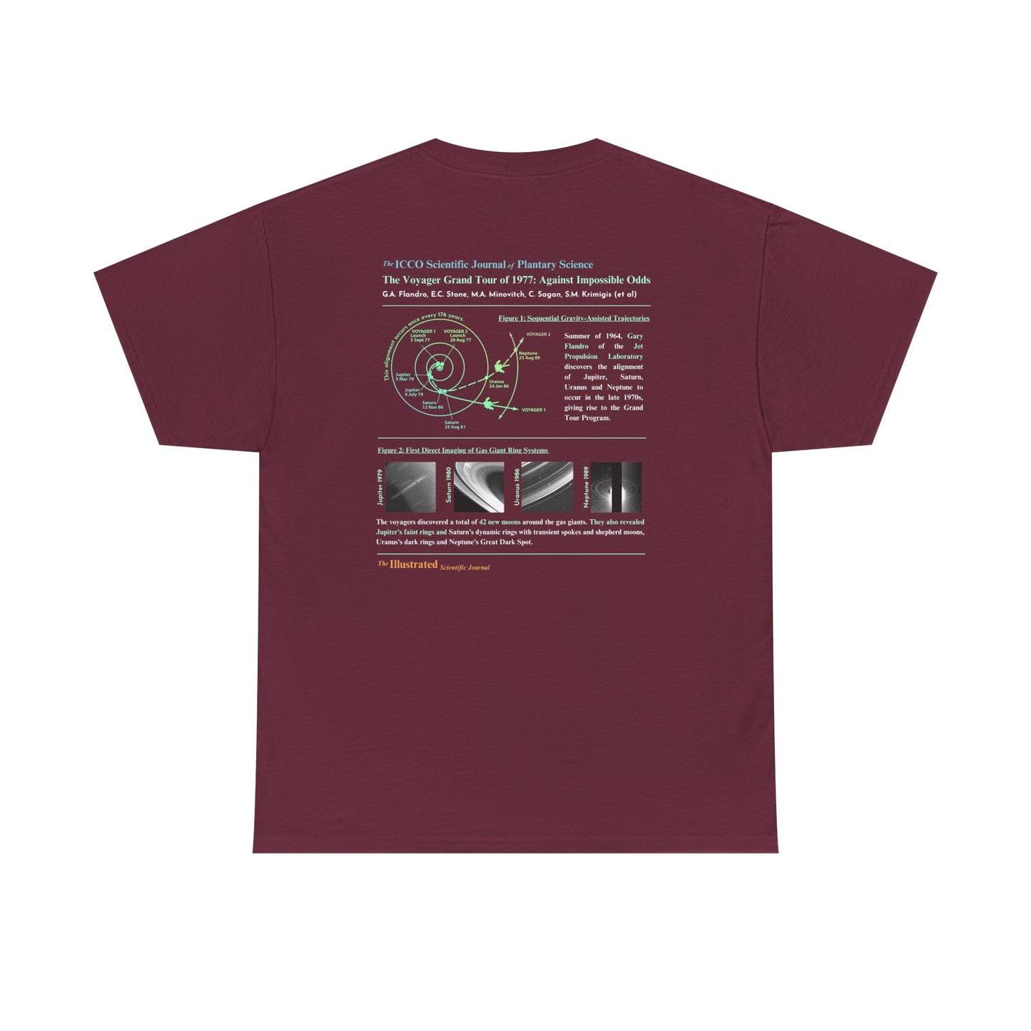 Voyager Grand Tour Shirt | Unisex Heavy Cotton Tee | 1977 Space Probe Design | Fun Gift for Science, NASA, STEM and Sci-Fi Fans