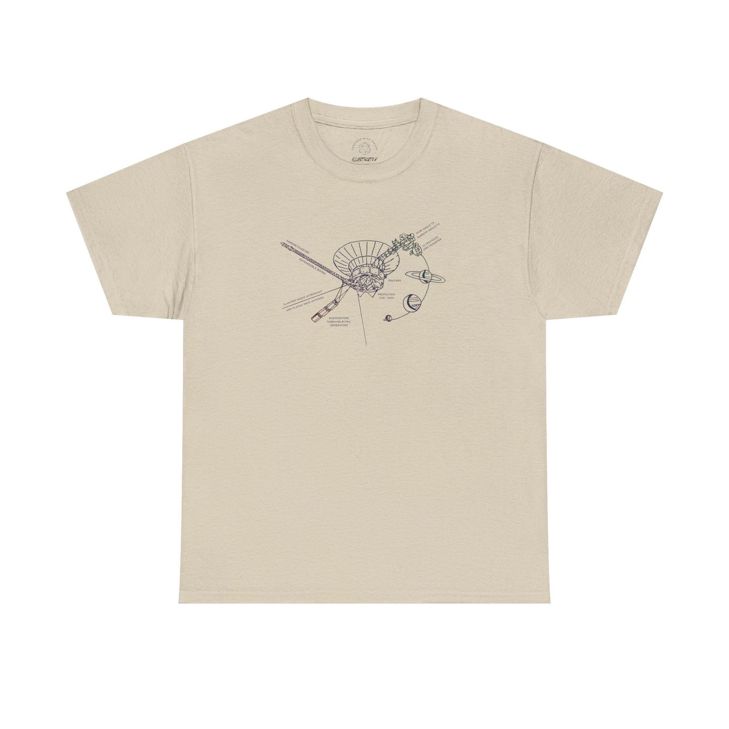 Voyager Grand Tour Shirt | Unisex Heavy Cotton Tee | 1977 Space Probe Design | Fun Gift for Science, NASA, STEM and Sci-Fi Fans