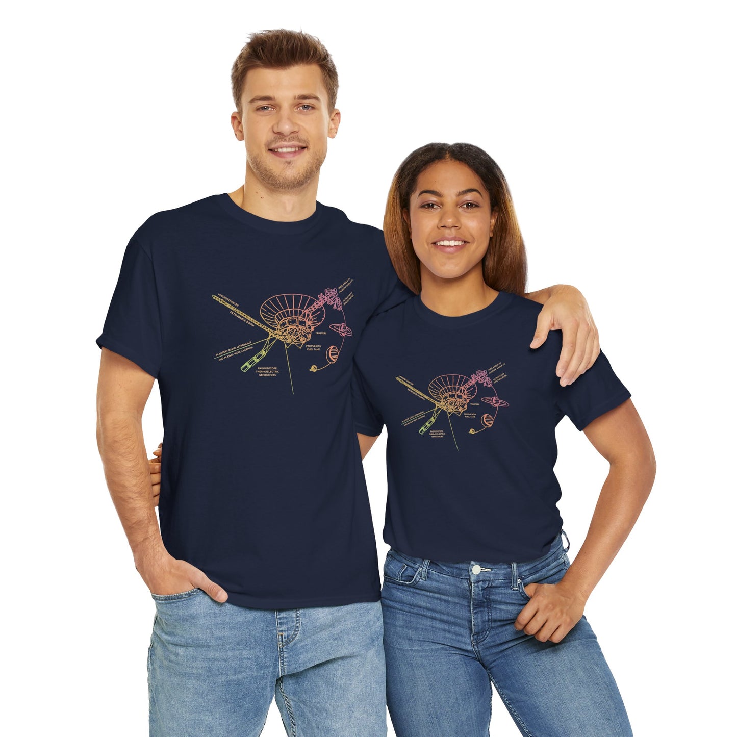 Voyager Grand Tour Shirt | Unisex Heavy Cotton Tee | 1977 Space Probe Design | Fun Gift for Science, NASA, STEM and Sci-Fi Fans