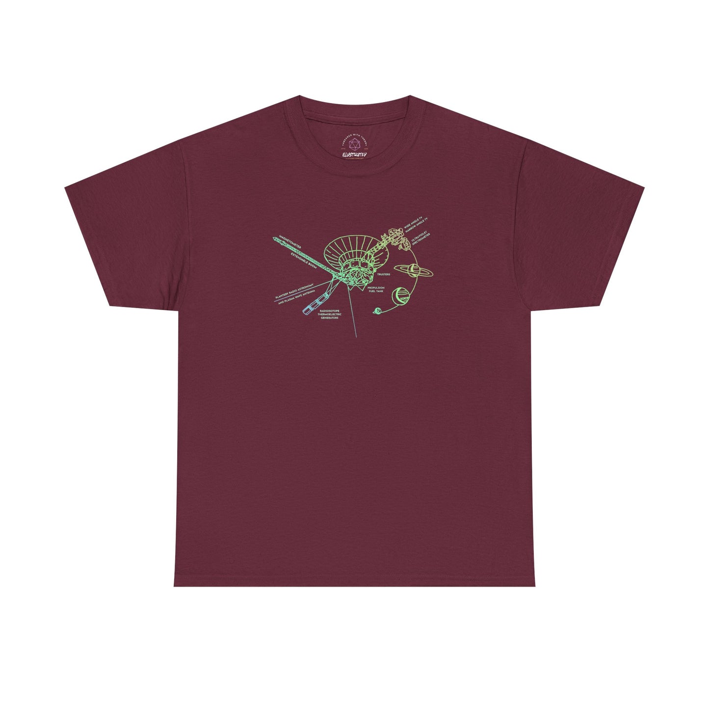 Voyager Grand Tour Shirt | Unisex Heavy Cotton Tee | 1977 Space Probe Design | Fun Gift for Science, NASA, STEM and Sci-Fi Fans