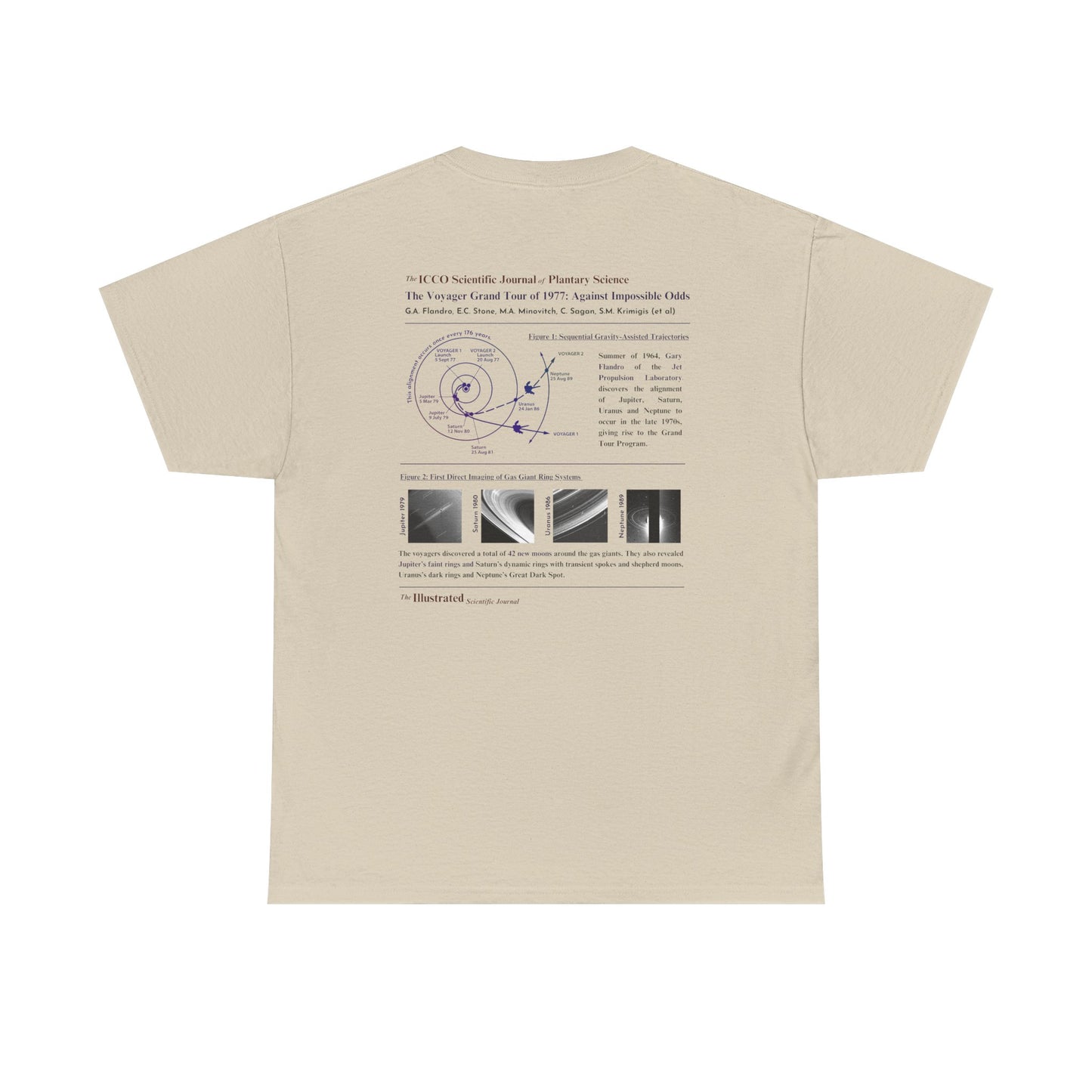 Voyager Grand Tour Shirt | Unisex Heavy Cotton Tee | 1977 Space Probe Design | Fun Gift for Science, NASA, STEM and Sci-Fi Fans