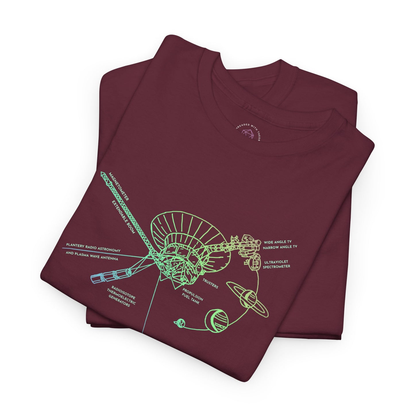 Voyager Grand Tour Shirt | Unisex Heavy Cotton Tee | 1977 Space Probe Design | Fun Gift for Science, NASA, STEM and Sci-Fi Fans