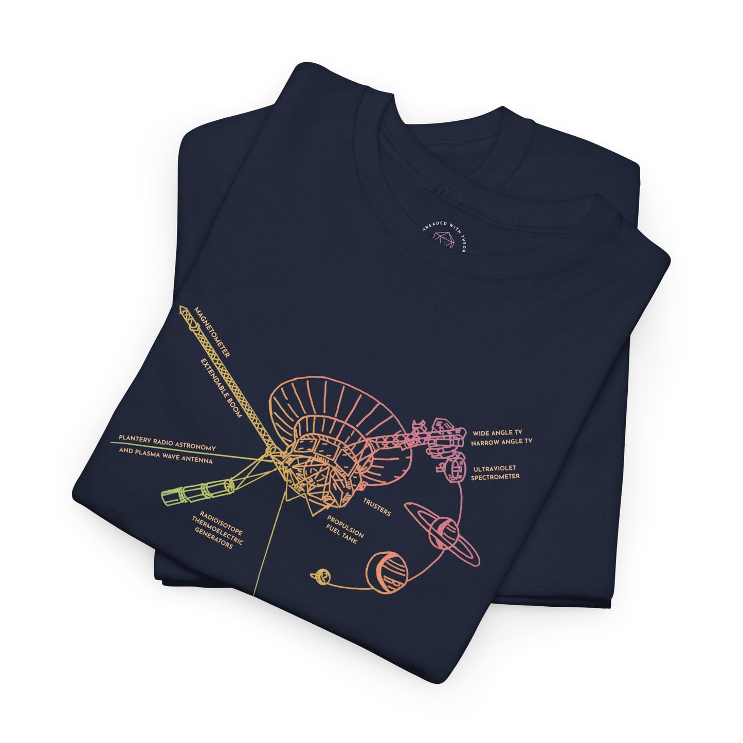 Voyager Grand Tour Shirt | Unisex Heavy Cotton Tee | 1977 Space Probe Design | Fun Gift for Science, NASA, STEM and Sci-Fi Fans