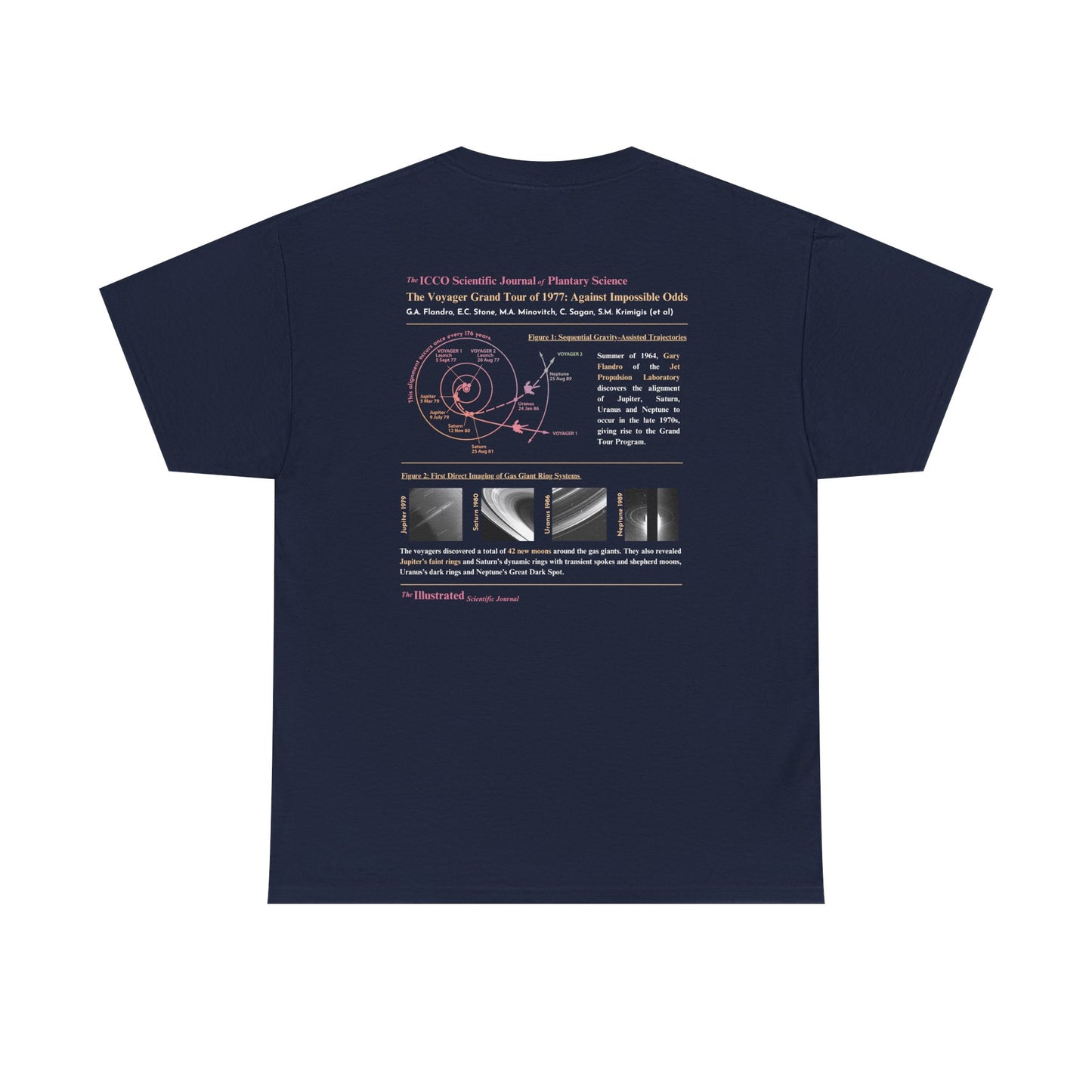 Voyager Grand Tour Shirt | Unisex Heavy Cotton Tee | 1977 Space Probe Design | Fun Gift for Science, NASA, STEM and Sci-Fi Fans