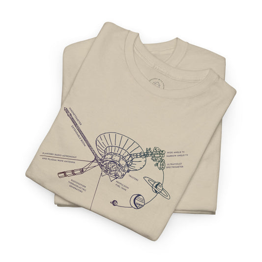 Voyager Grand Tour Shirt | Unisex Heavy Cotton Tee | 1977 Space Probe Design | Fun Gift for Science, NASA, STEM and Sci-Fi Fans